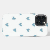 Etui iPhone 13 Pro Max petits coeurs bleus (Verso Horizontal)