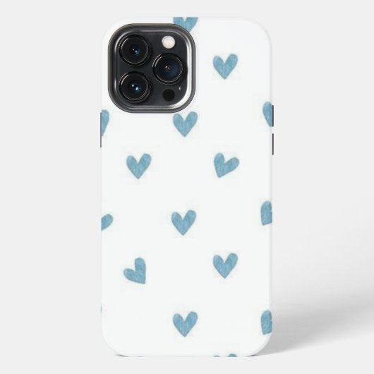 Etui iPhone 13 Pro Max petits coeurs bleus (Verso)