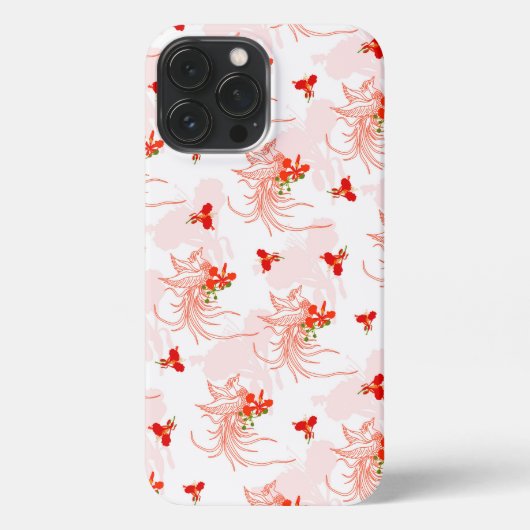 Etui iPhone 13 Pro Max Phoenix Oiseau Et Phoenix Fleur Motif Sans Faille (Verso)