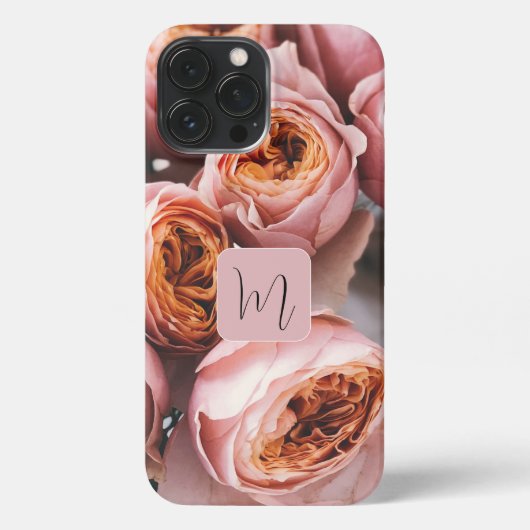 Etui iPhone 13 Pro Max Photo adorable monogramme calligraphie nom rose ro (Verso)