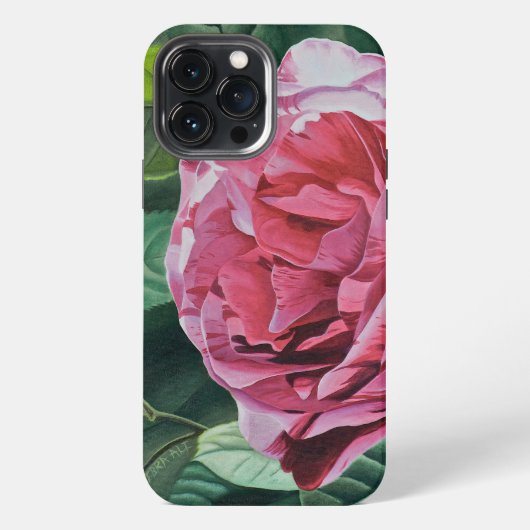 Etui iPhone 13 Pro Max Pierre rose florale (Verso)