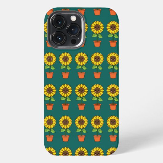 Etui iPhone 13 Pro Max Plante de tournesol Kawaii dans un pot (Verso)
