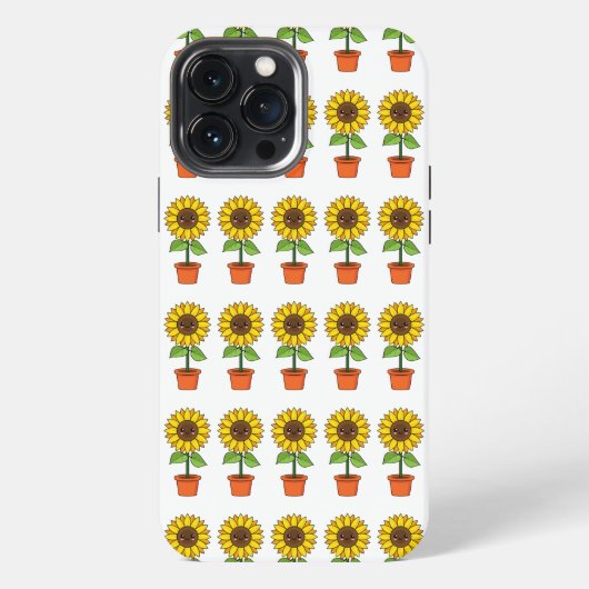 Etui iPhone 13 Pro Max Plante de tournesol Kawaii dans un pot (Verso)