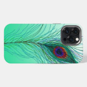 Etui iPhone 13 Pro Max Plumes Peacock à main (Verso Horizontal)