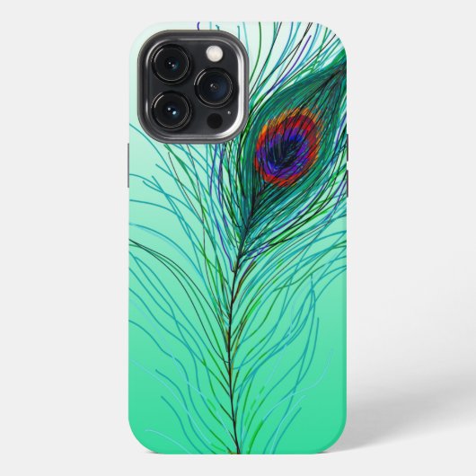 Etui iPhone 13 Pro Max Plumes Peacock à main (Verso)