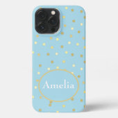Etui iPhone 13 Pro Max Points Confetti Pastel Blue or tendance Personnali (Verso)