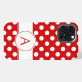 Etui iPhone 13 Pro Max Points rouges et blancs frappants Monogramme perso (Verso Horizontal)