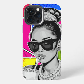 Etui iPhone 13 Pro Max Pop Art Retrô Mulher Fashion Preto e Branco