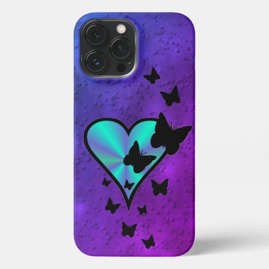Etui iPhone 13 Pro Max Rainbow heart and Butterfly (Verso)