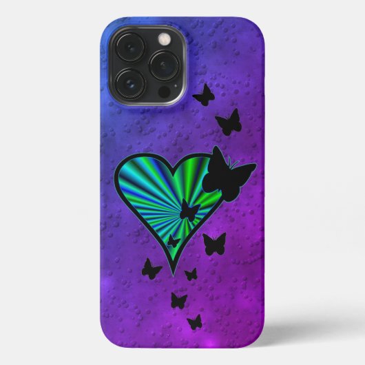 Etui iPhone 13 Pro Max Rainbow heart and Butterfly (Verso)