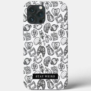 Etui iPhone 13 Pro Max Restez bizarre Noir & Blanc Biologie de l'anatomie