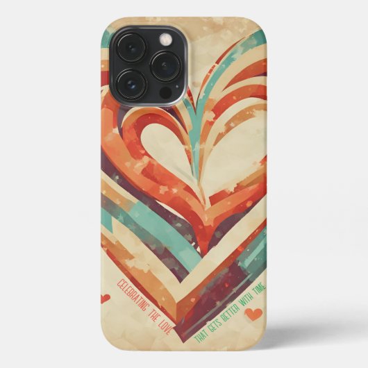 Etui iPhone 13 Pro Max Rétro en forme de coeur (Verso)