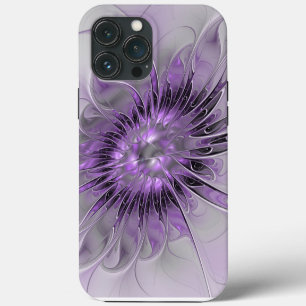 Etui iPhone 13 Pro Max Rêve de fleur de lavande Art fractal abstrait mode