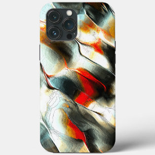 Etui iPhone 13 Pro Max Roche argentée rugueuse sur braise ardente, intens