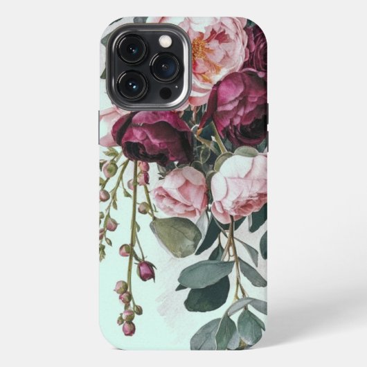 Etui iPhone 13 Pro Max Rose rose burgundy élégante moderne (Verso)