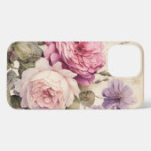 Etui iPhone 13 Pro Max Roses d'aquarelle vintages (Verso Horizontal)