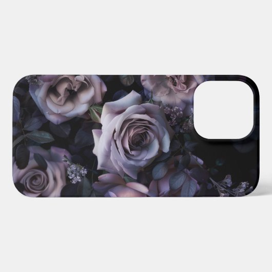 Etui iPhone 13 Pro Max Roses roses roses foncées et moody (Verso Horizontal)