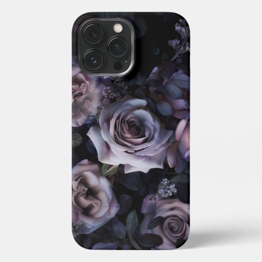 Etui iPhone 13 Pro Max Roses roses roses foncées et moody (Verso)