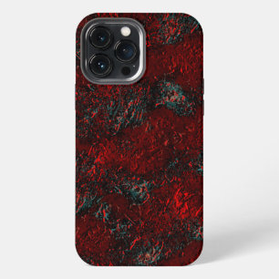 Etui iPhone 13 Pro Max Rouge rugueux et bosselé avec des rides vertes pro