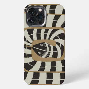 Etui iPhone 13 Pro Max Serpent Abstrait rayé amusant dans les tons neutre