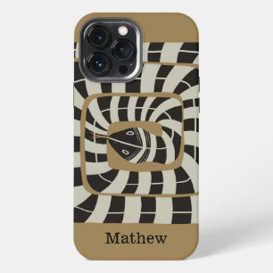 Etui iPhone 13 Pro Max Serpent Abstrait rayé amusant dans les tons neutre