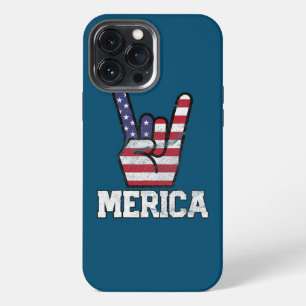 Etui iPhone 13 Pro Max Signe de roche d'Amérique 4 juillet Vintage améric