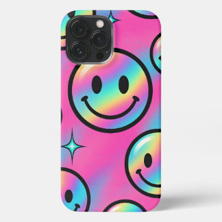Etui iPhone 13 Pro Max Smiley Arc-en-Ciel – Coque iPhone Rétro Y2K 