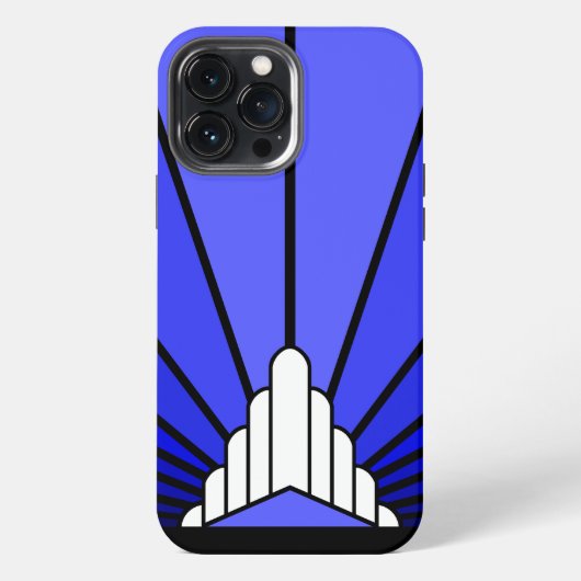 Etui iPhone 13 Pro Max Soleil Art déco en bleu (Verso)