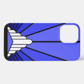 Etui iPhone 13 Pro Max Soleil Art déco en bleu (Verso Horizontal)
