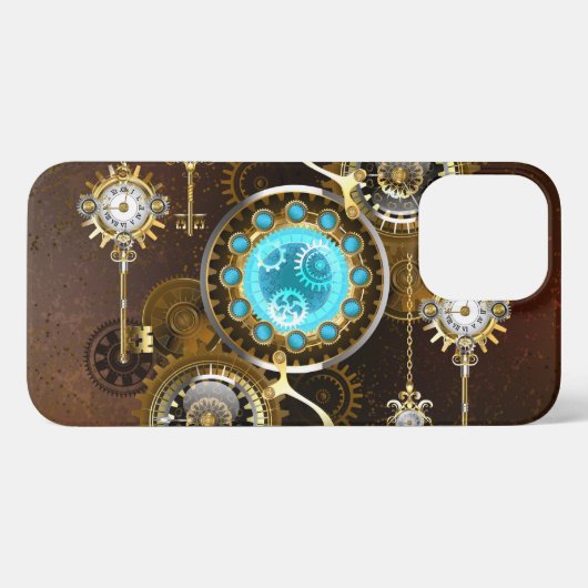 Etui iPhone 13 Pro Max Steampunk Rusty Background (Verso Horizontal)