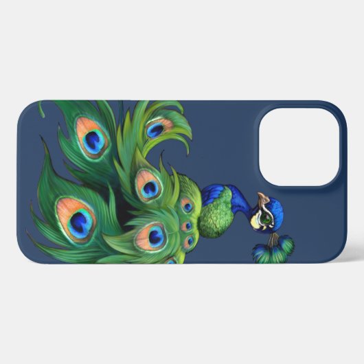 Etui iPhone 13 Pro Max Style bleu Peacock (Verso Horizontal)