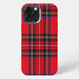 Etui iPhone 13 Pro Max tartan Royal Stewart rouge carreaux noirs