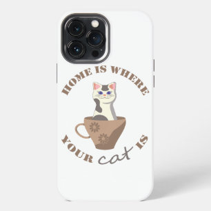 Etui iPhone 13 Pro Max Texte drôle La maison est là où est votre chat dan