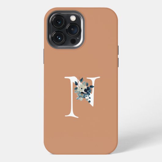 Etui iPhone 13 Pro Max Texte unique avec de mignonnes fleurs bleues Moder (Verso)