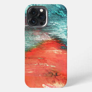 Etui iPhone 13 Pro Max Texture orange bleu rustique avec forme de bord de