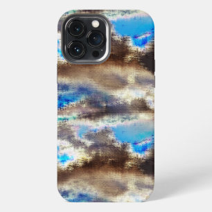 Etui iPhone 13 Pro Max Texture tachée de bleu et de marron dans un ton bo
