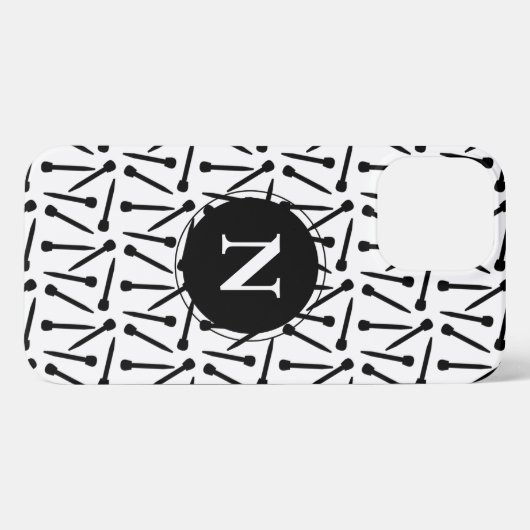 Etui iPhone 13 Pro Max Tricot Aiguilles Artisanat Monogramme coque iphone (Verso Horizontal)