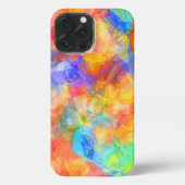 Etui iPhone 13 Pro Max Turquoise bleu violet rose orange Polygone Art (Verso)