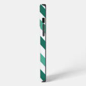 Etui iPhone 13 Pro Max Turquoise et monogramme zigzag chevron menthe (Côté gauche)