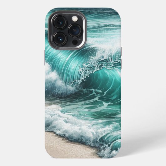Etui iPhone 13 Pro Max Vague d'océan turquoise (Verso)