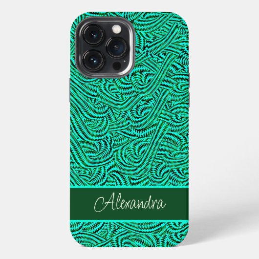 Etui iPhone 13 Pro Max Vert à motifs (Verso)