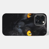 Etui iPhone 13 Pro Max Visage de Chat Noir (Verso Horizontal)