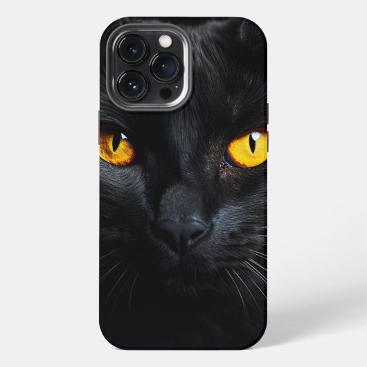 Etui iPhone 13 Pro Max Visage de Chat Noir (Verso)