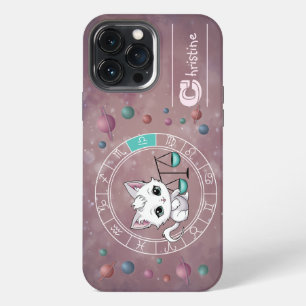 Etui iPhone 13 Pro Max Zodiac Libra Cute Cat Wheel Planet Astrologie