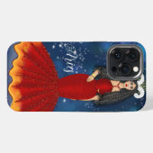 Etui iPhone 13 Pro Max Zodiaque Bélier Déesse en Bleu Céleste (Verso Horizontal)