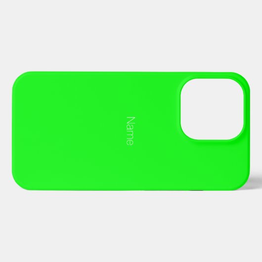 Etui iPhone 13 Pro Mini néon vert écran personnalisé nom monogramme (Verso Horizontal)