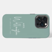 Etui iPhone 13 Pro Mme Script Green Épouse personnalisée Nouvellement (Verso Horizontal)