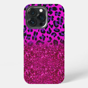 Etui iPhone 13 Pro Mode Moderne Léopard Pailleté Rose Violet