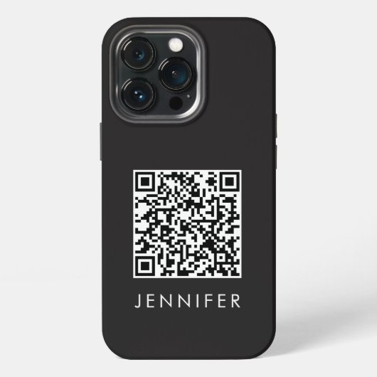 Etui iPhone 13 Pro Modern Minimalist Black Executive QR Code Monogram (Dos)