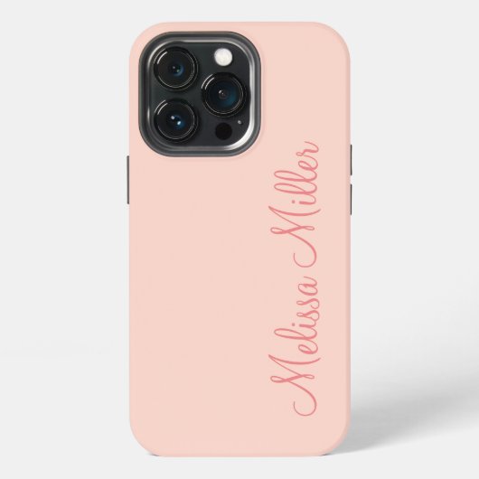 Etui iPhone 13 Pro Moderne Féminin Uni Rose Pâle Écriture Personnalis (Dos)